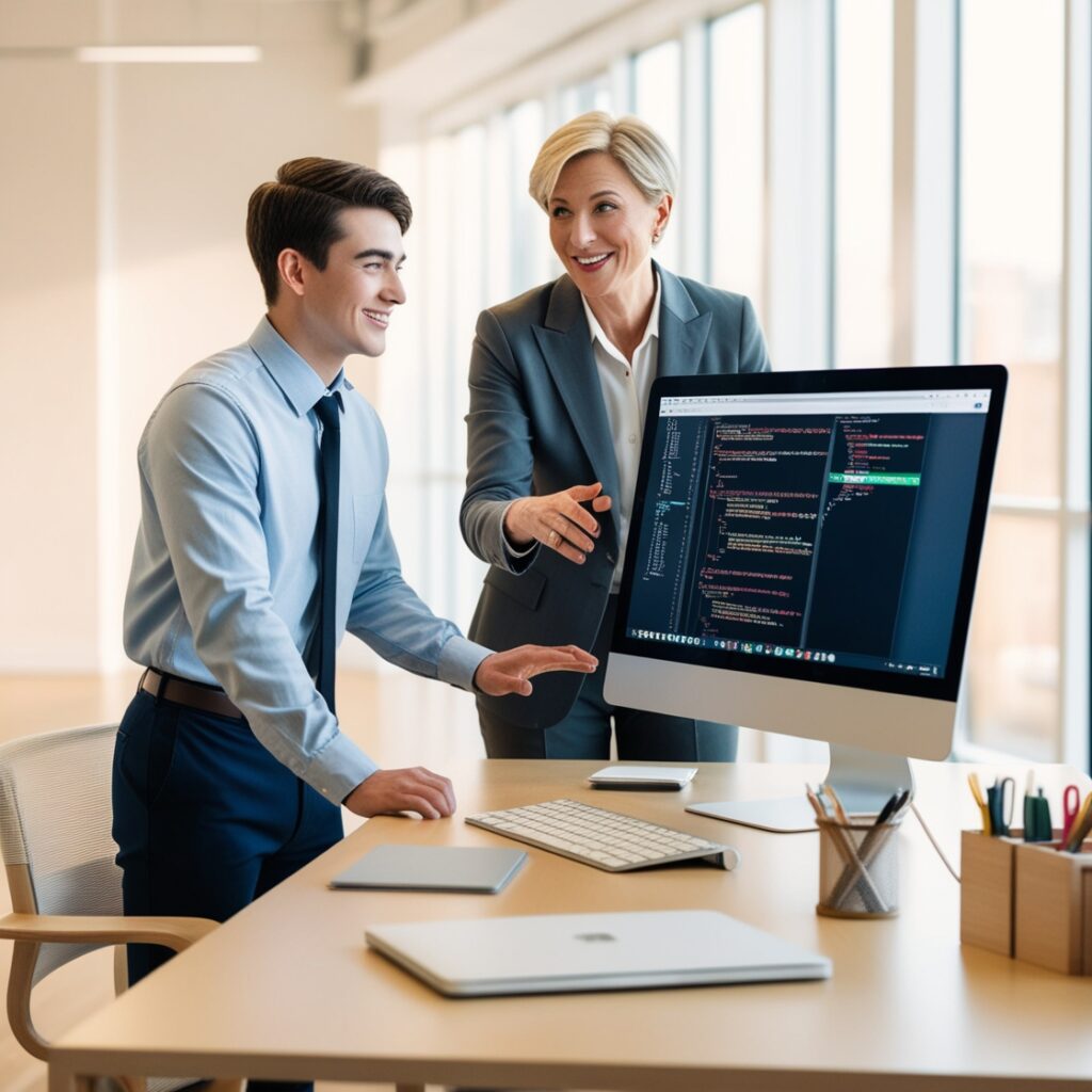 an intern having interaction with his mentor in an internship program