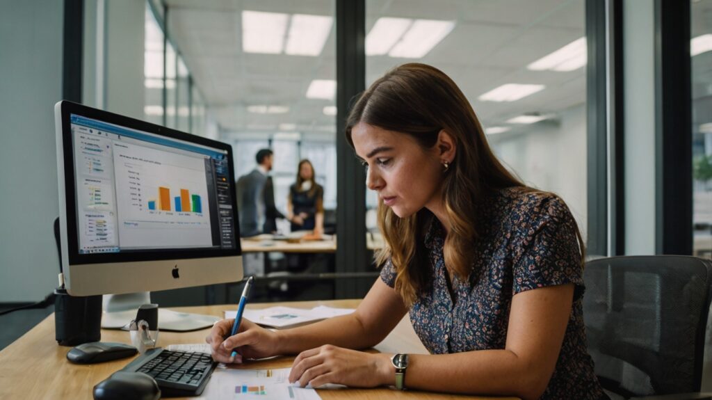 Stock Photography create an image of lady intern being supervi 1