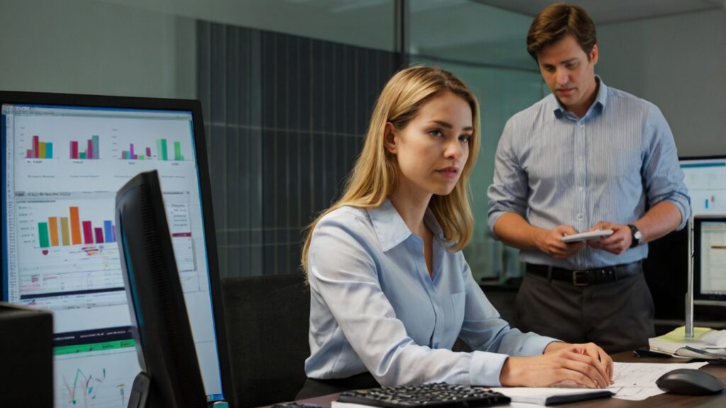 Stock Photography create an image of lady intern being supervi 2